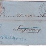 NDP - 1 Gr. dst. Brief K2 Creuznach - Magdeburg 1869 Weiterleitung Sudenburg
