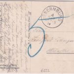 Bayern - Ebernburg 1914 K1 Karte 5 Pfg. Germania Nachporto n. Münster
