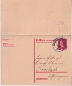 DR - 15/15 Pfg. Hindenburg Ganzsache n. FRANKREICH Kaiserslautern - Forbach 1933