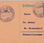 DR - 5 Pfg. Adler Ganzsache oben/unten gezähnt Ottobeuren - Berlin 1924