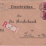 DR-Infla - 2x20 Tsd./200 M. Einschreibebrief Kirn - Köln 25.8.23
