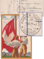 Schweiz - Bundesfeier 1929 Luftpost-Ganzsache Zürich - Berikon 1.8.29