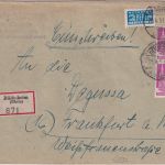 Bizone - 2x40 Pfg. Bauten Einschreibebrief Rüdesheim a/Rh. - Frankfurt a/M. 1951