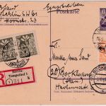 All.Bes./Berlin-Brandenburg - 6 Pfg. Bär Ganzsache+Zusatz Einschreibekarte 1946