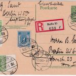 All.Bes./Berlin-Brandenburg - 5 Pfg. Bär Ganzsache+Zusatz Einschreibekarte 1946