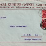 DR-Infla - 2x3 M. Posthorn illustr. Firmenbrief Wesel - Kahla 1922