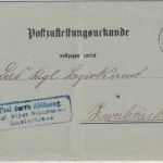 Bayern - Schmittshausen 5.FEB 10 seltener K2 Frei d. Ablösung Postzustellurkunde