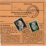 DR - 2x2 RM AH u.a. Dringend-Paketkarte Bensheim - Dessau 1943