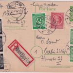 All.Bes. - 5 Pfg. Ziffer Ganzsache+Zusatz Einschreibekarte Bad Berka Berlin 1946