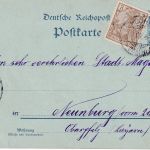 DR - 2 Pfg. K/A Ganzsache + 3 Pfg. Germania/Reichspost Höchst - Neunburg/vW 1902