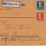 Bayern - 60+30 Pfg. Ludwig Paketkarte Jettenbach - Kaiserslautern 1917