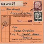 BRD - 60+70 Pfg Heuss II/Bed. Deutsche Paketkarte Eddesse ü. Peine Pst I 1962