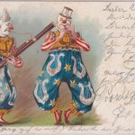 Jux/Comic - Clowns Musikinstrumente Zirkus farb. Roick-AK gelaufen München 1901