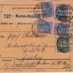 DR - 4x2 M. Germania u.a. Paketkarte Mannheim-Waldhof - Heuberg 1922