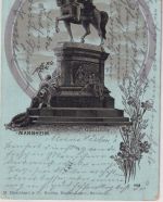 Baden-Württemberg - Mannheim Kaiserdenkmal Mondscheinlitho gelaufen 1903