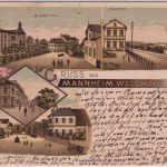 Baden-Württemberg - Mannheim Waldhof Bahnhof etc. farb. Mehrbildlitho 1898