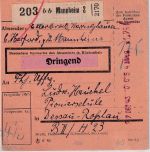 DR - Mannheim 2 1,75 RM Registrierkassen-Stpl. Dringend-Paketkarte n Dessau 1943
