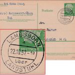 BRD - Lamsborn ü. Landstuhl Poststelle I Ganzsache n. Eichstätt 1957