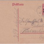 Bayern - 10 Pfg Germania/Freistaat Ganzsache K1 Trulben - Kaiserslautern 16.6.19