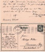 Bayern - 5/5 Pfg. Hupp Antwortganzsache Pirmasens - Stuttgart - Pirmasens 1914