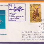 Isle of Man - 2x5 1/2 P 200 J. USA Zuleitungspost LH-Erstflug Kingston Lima 1976
