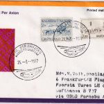Grönland - 1,20 K.+90 Ö. Hundeschlitten Zuleitungspost LH-Erstflug Oslo FFM 1977