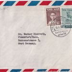 Thailand - Bangkok 1955 Luftpostbrief n. Frankfurt a/M "Nachträglich entwertet"