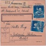 DR - 3x25 Pfg. Wiener Frühjahrsmesse Paketkarte Traiskirchen - Zschopau 1942