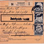 DR - 3x25 Pfg. Händel Paketkarte Weihenzell ü. Ansbach - Naunhof b. Leipzig 1935