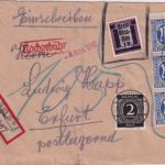 SBZ - Erfurt 20.10.46 Orts-Einschreibebrief (2. Gewichtsstufe) Nachporto