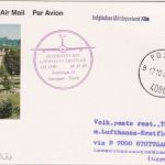 Belgien - 12 Fr. Orchidee Zuleitungspost LH-Erstflug Stuttgart - Turin 1985