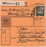 BRD - 2 DM Bed. Deutsche Hauptmann Paketkarte Hannover 18 - Hage 1962