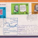 Gibraltar - Zuleitungspost Lufthansa Erstflug Tunis - München 1979
