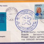 Jersey - 11 P. 200 J. USA Zuleitungspost Lufthansa Erstflug Caracas Bogota 1977