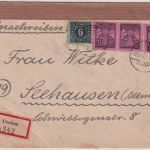 SBZ/Meck-Pom - 3x12+6 Pfg. Freimarken Einschreibebrief Usedom - Seehausen 1946
