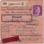 DR - 25x40 Pfg. AH Eilboten-Dringend-Paketkarte Annaberg - Kemberg 1942
