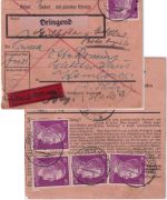 DR - 25x40 Pfg. AH Eilboten-Dringend-Paketkarte Annaberg - Kemberg 1942