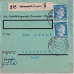 DR - 2x20 Pfg. AH Postgut-Paketkarte Meinersdorf - Eisleben 1942