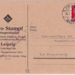 SBZ/RPD Chemnitz - 8 Pfg AH/Schwärzung Firmenkarte Zwickau - Mergentheim 30.7.45