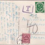 BRD - 2x10 Pfg. Posthorn Leporello-AK n. DÄNEMARK St. Goar - Kopenhagen 1952