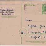 SBZ - 10 Pfg. Arbeiter/Aufdruck Ganzsache Ortskarte Leipzig 1948