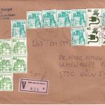 BRD - 5x50+10x40 Pfg. Ganzsachen-Ausschnitte Wertbrief Weil a/Rh. - Köln 1984