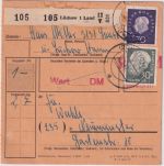 BRD - Lanze ü. Lüchow apt. Landpost-Ra2 Paketkarte n. Neumünster 1962