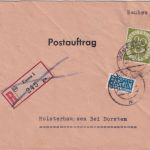 BRD - 90 Pfg. Posthorn Einschreibebrief/Postauftrag Essen - Holsterhausen 1953