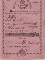 Hannover - Lüchow blauer L1 rosa Aufgabeschein Fahrpostsendung/Wertpaket 1859