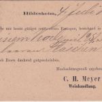 DR - Hildesheim 1881 Ra2 Frimenkarte n. Liebenburg - priv. Kartenvordruck