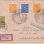 All.Bes. - SST Flensburg/Tagesstpl. Hildesheim 1947/48Einschreibebrief n. USA