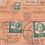 BRD - Lühnde ü. Hannover Poststelle I 2 Paketkarten n. Lenthe/Hedeper 1962