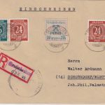 SBZ/Lokalausg. - 20 Pfg. Großräschen u.a. Einschreibebrief n. Schorndorf 1946