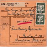 BRD - Dungelbeck ü. Peine Poststelle I Paketkarte n. Berlin 1962